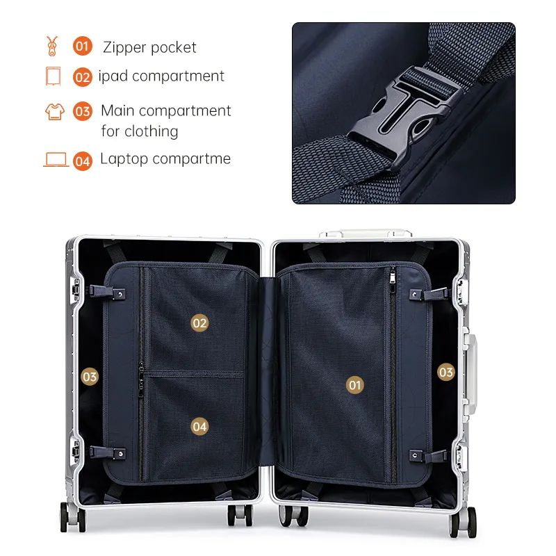 LUGGIT - Earth Circle Full Aluminium Trolley -Cabin Luggage -Black