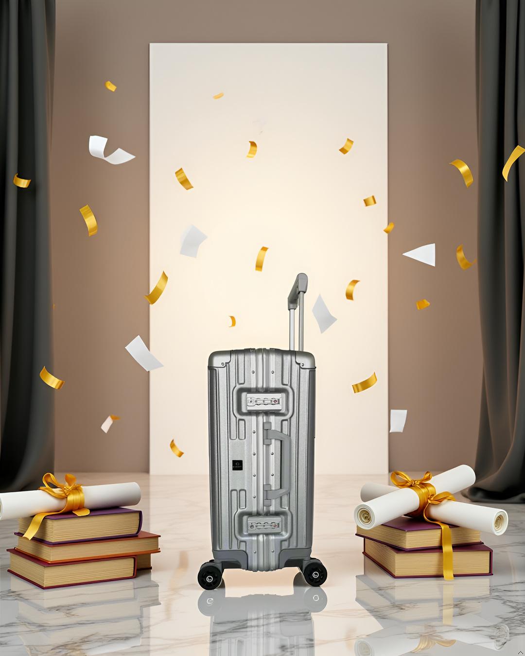 LUGGIT - Smart Silver Surfer with Aluminium Metallic Frame - Cabin Luggage-20"