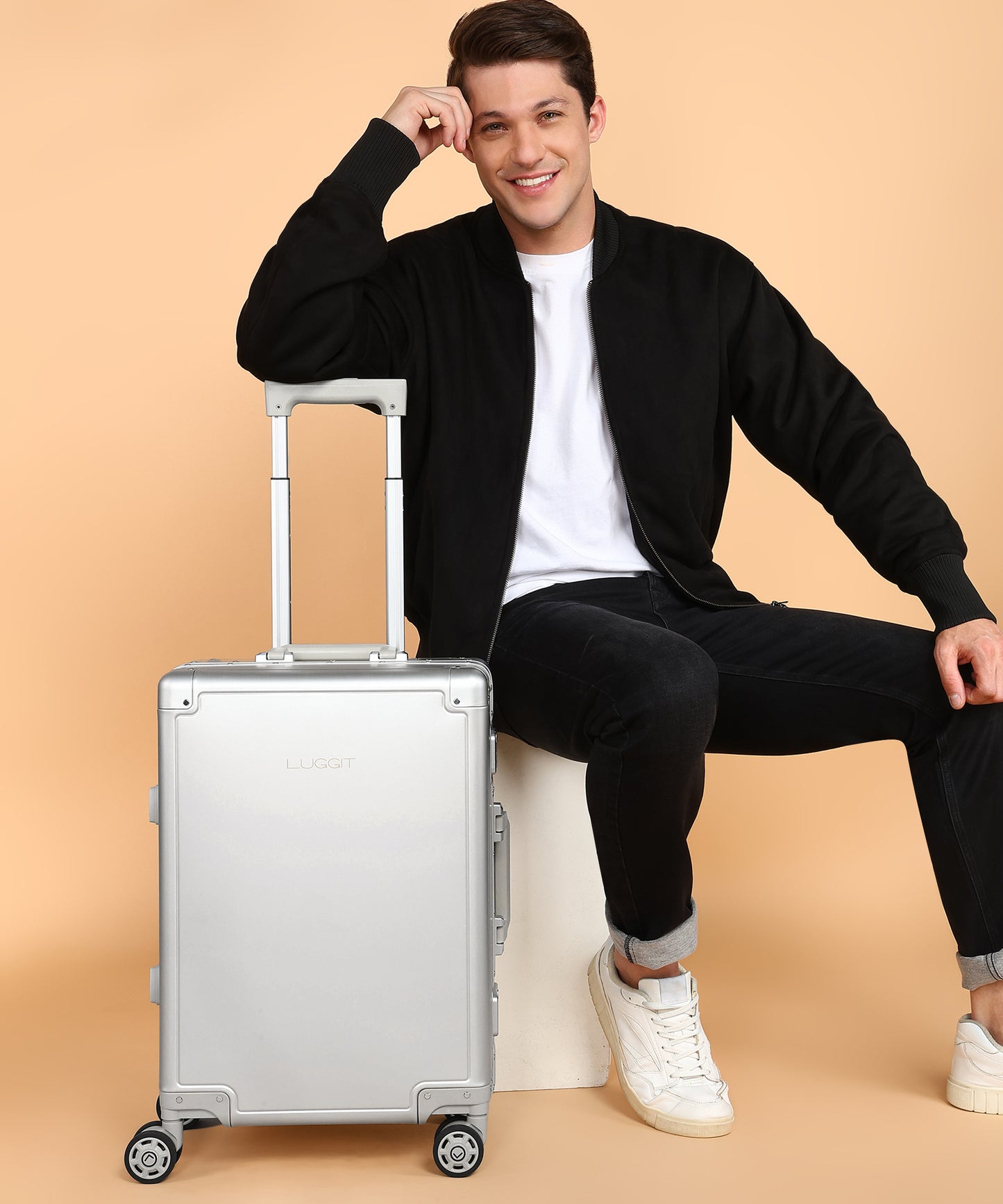 LUGGIT - Earth Circle Full Aluminium Trolley -Cabin Luggage-Silver