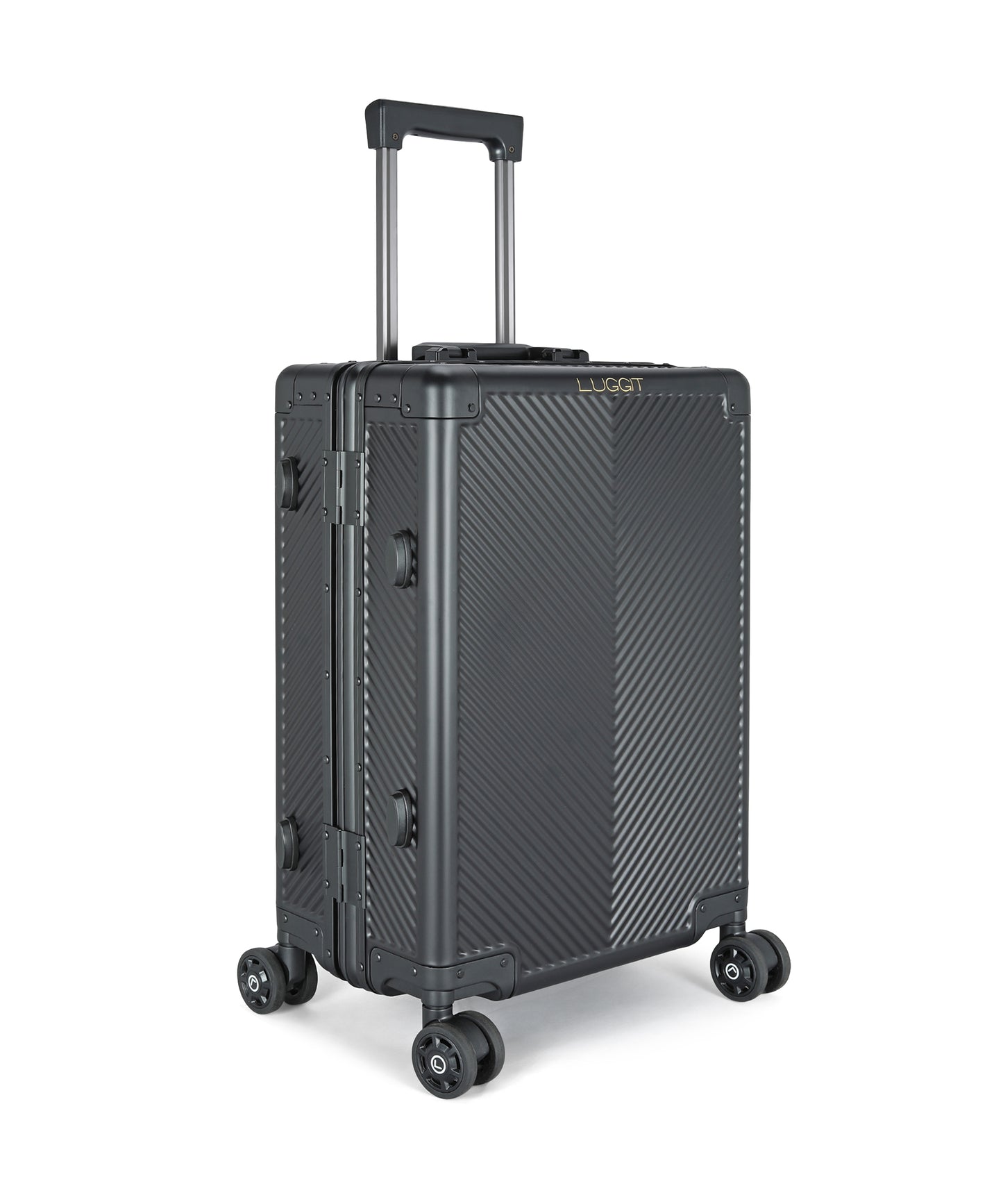 LUGGIT - Sovereign Circle Full Aluminium Trolley -Cabin Luggage-Black