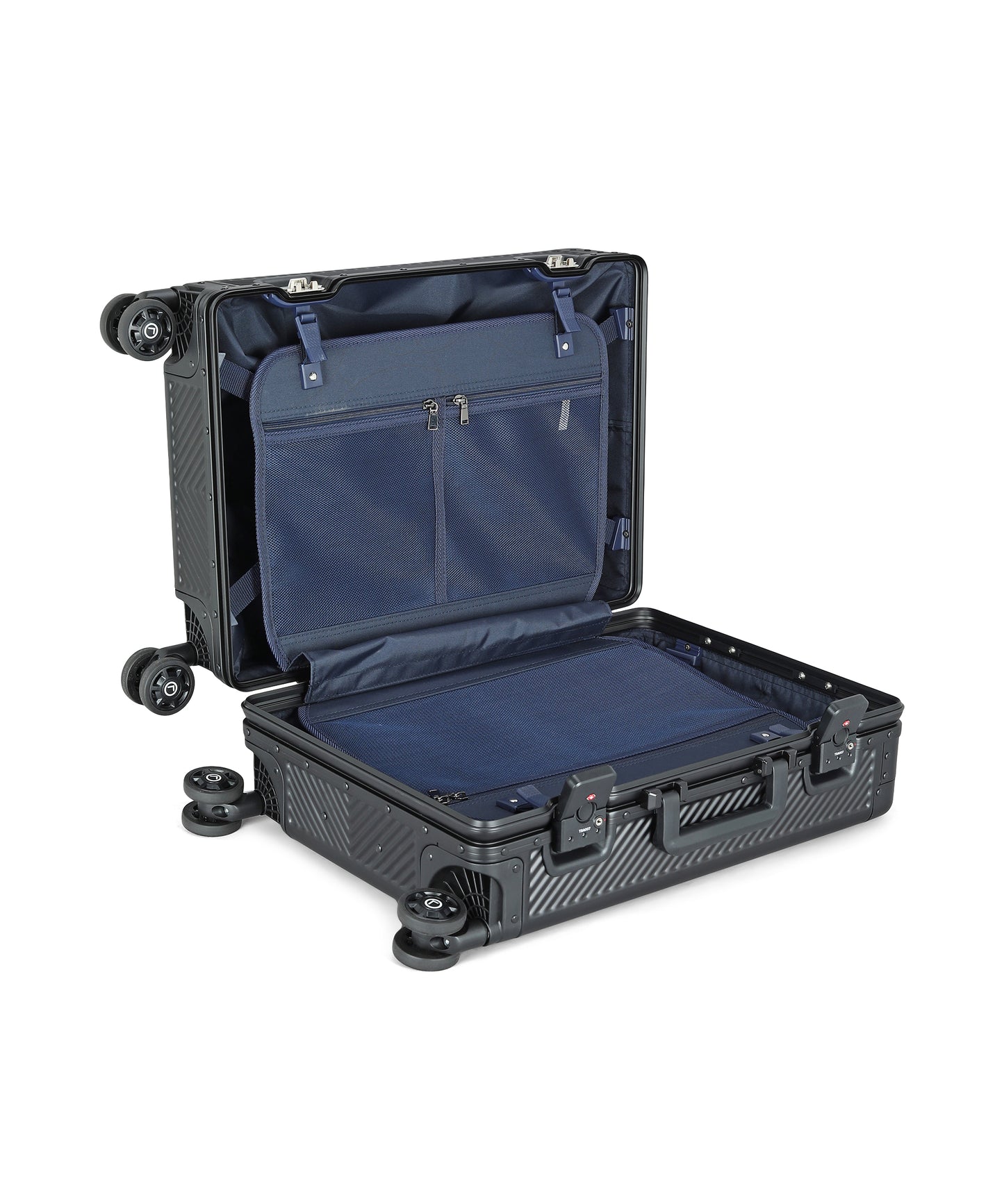 LUGGIT - Sovereign Circle Full Aluminium Trolley -Cabin Luggage-Black