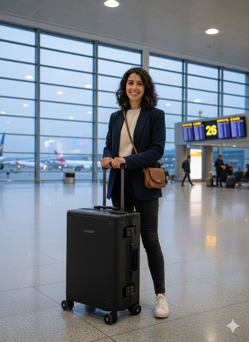 LUGGIT - Earth Circle Full Aluminium Trolley -Cabin Luggage -Black