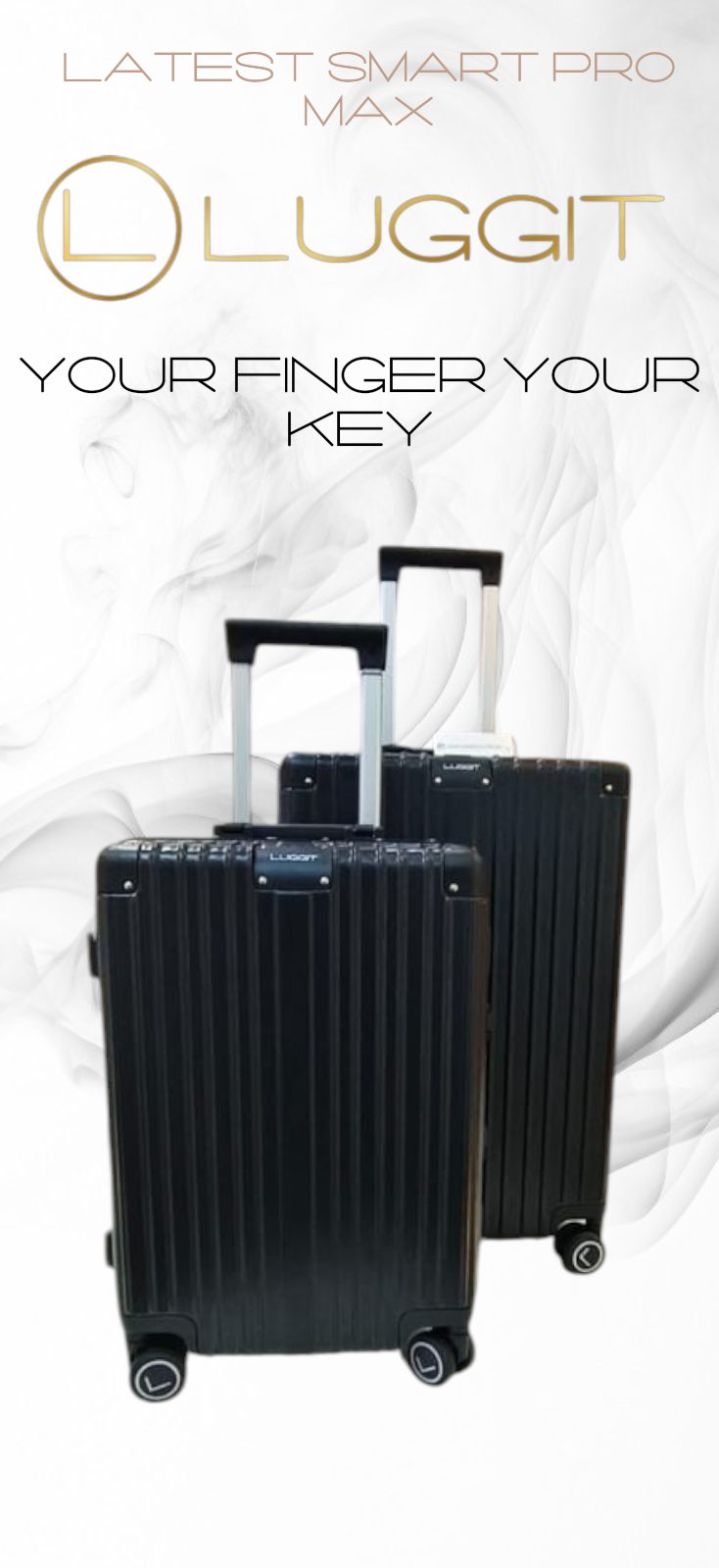 LUGGIT Smart "Pro MAX" Finger Print Unlock - With Triple Protection cabin/Check-in Trolley bag