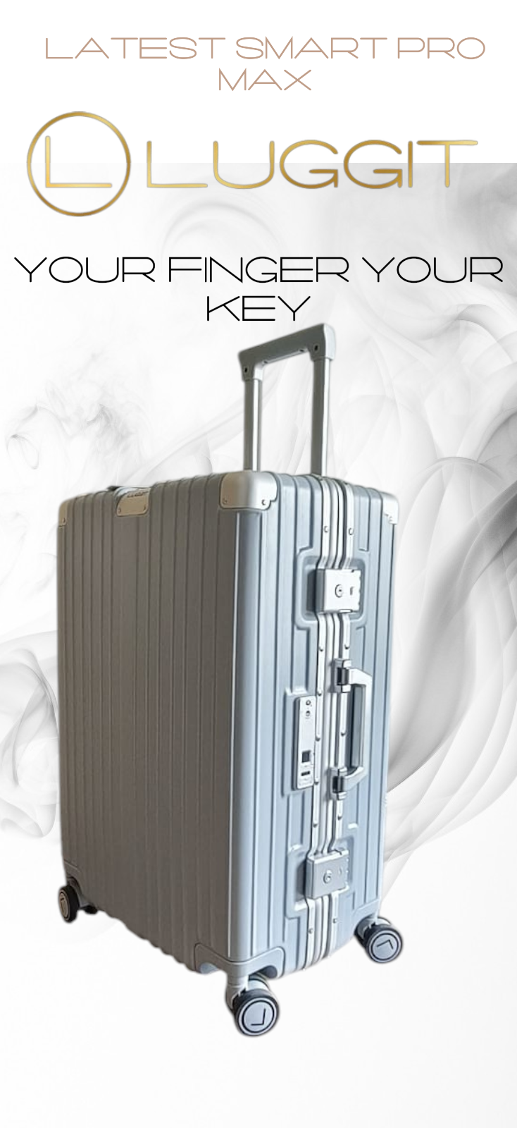 LUGGIT Smart "Pro MAX" Finger Print Unlock - With Triple Protection cabin/Check-in Trolley bag