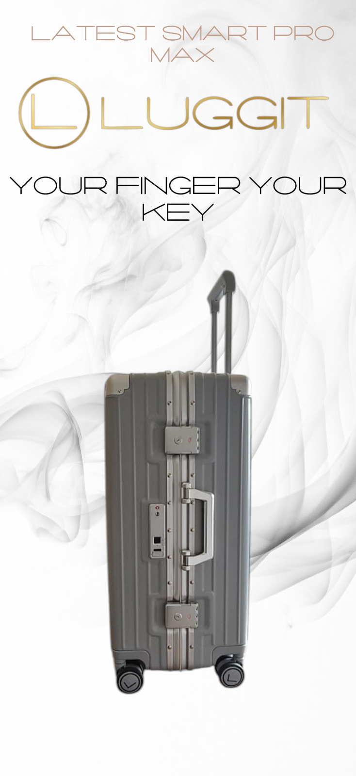 LUGGIT Smart "Pro MAX" Finger Print Unlock - With Triple Protection cabin/Check-in Trolley bag