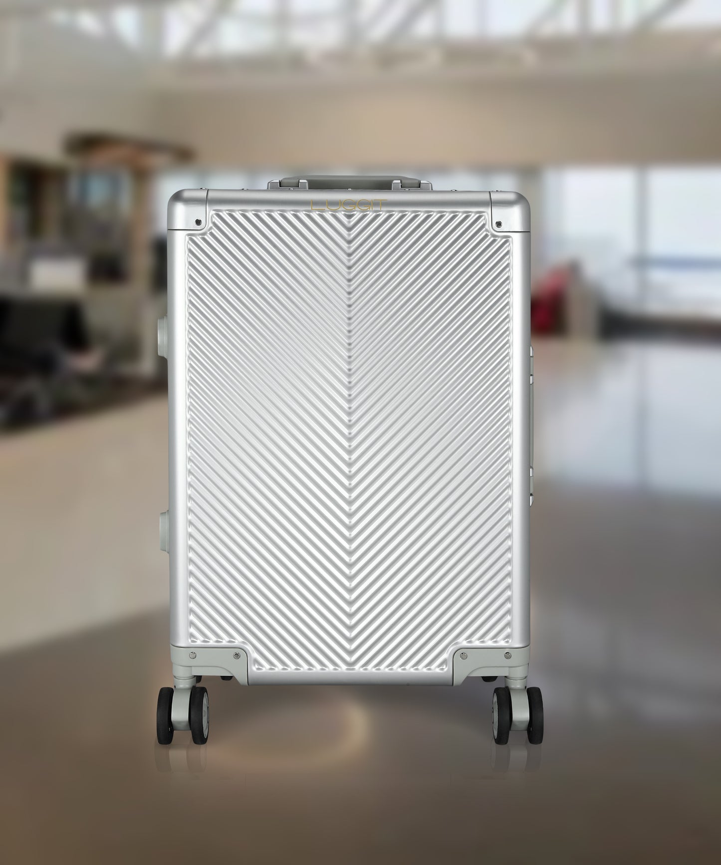 LUGGIT - Sovereign Circle Full Aluminium Trolley -Cabin Luggage-Silver