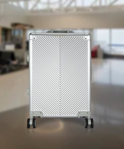 LUGGIT - Sovereign Circle Full Aluminium Trolley -Cabin Luggage-Silver