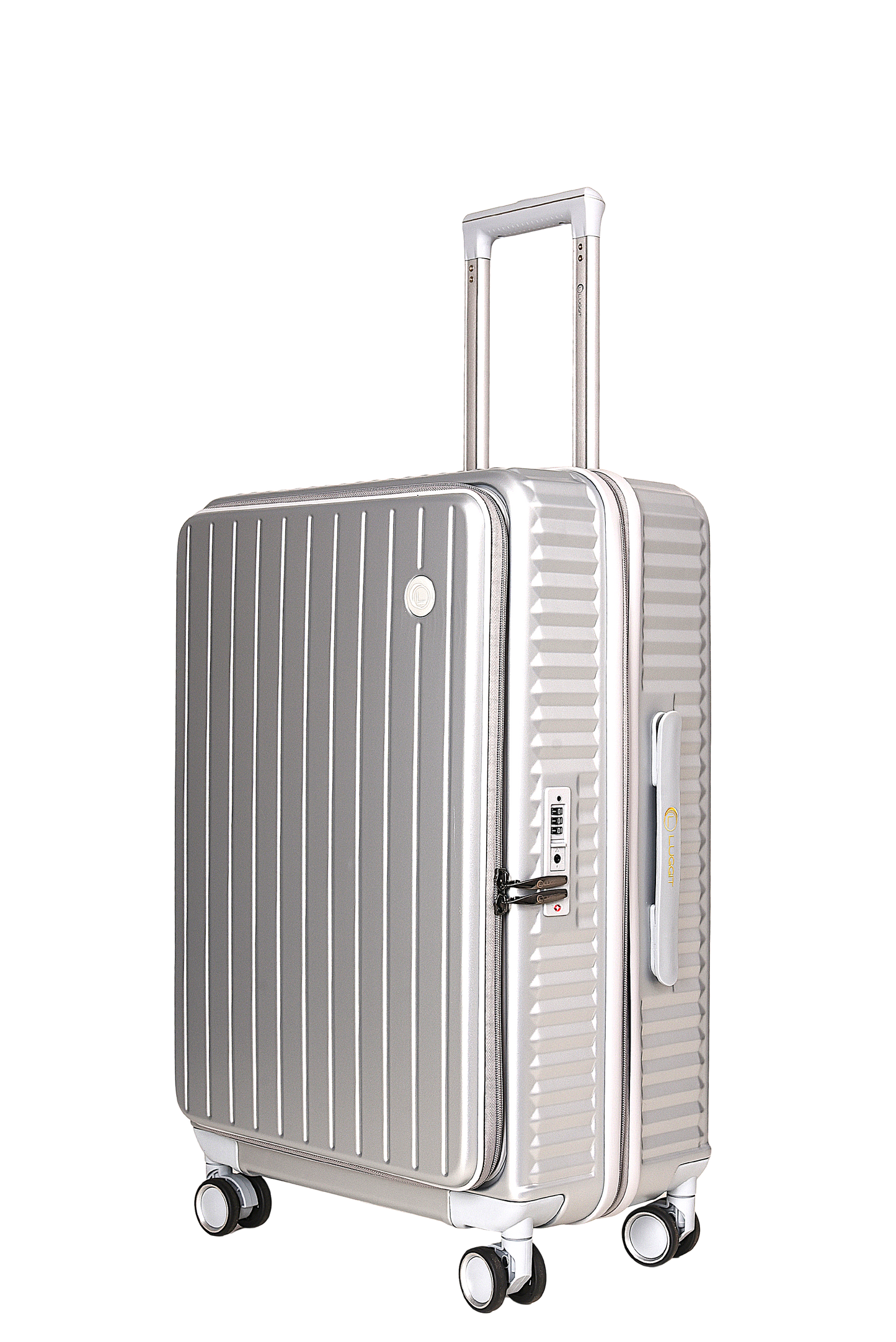 LUGGIT SFO 2.0 Premium Trolley Bag set of 3,SmartView Wide Opening Design,TSA Lock, Polycarbonate Hard Shell,Grey