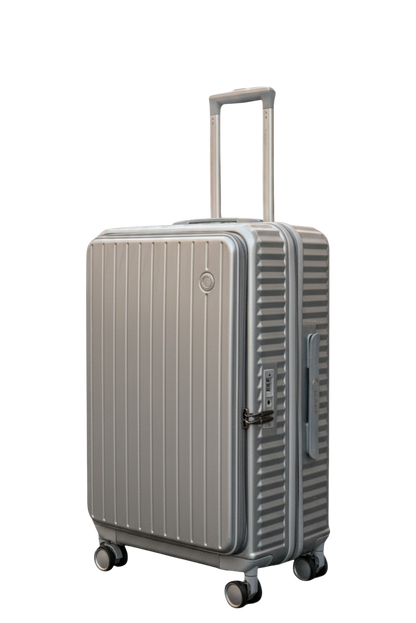 LUGGIT SFO 2.0 Premium Trolley Bag ,SmartView Wide Opening Design,TSA Lock, Polycarbonate Hard Shell,Grey
