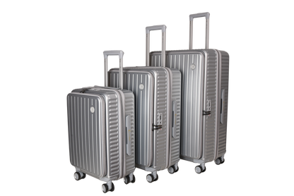 LUGGIT SFO 2.0 Premium Trolley Bag set of 3,SmartView Wide Opening Design,TSA Lock, Polycarbonate Hard Shell,Grey