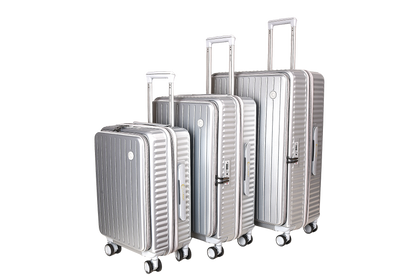 LUGGIT SFO 2.0 Premium Trolley Bag set of 3,SmartView Wide Opening Design,TSA Lock, Polycarbonate Hard Shell,Grey