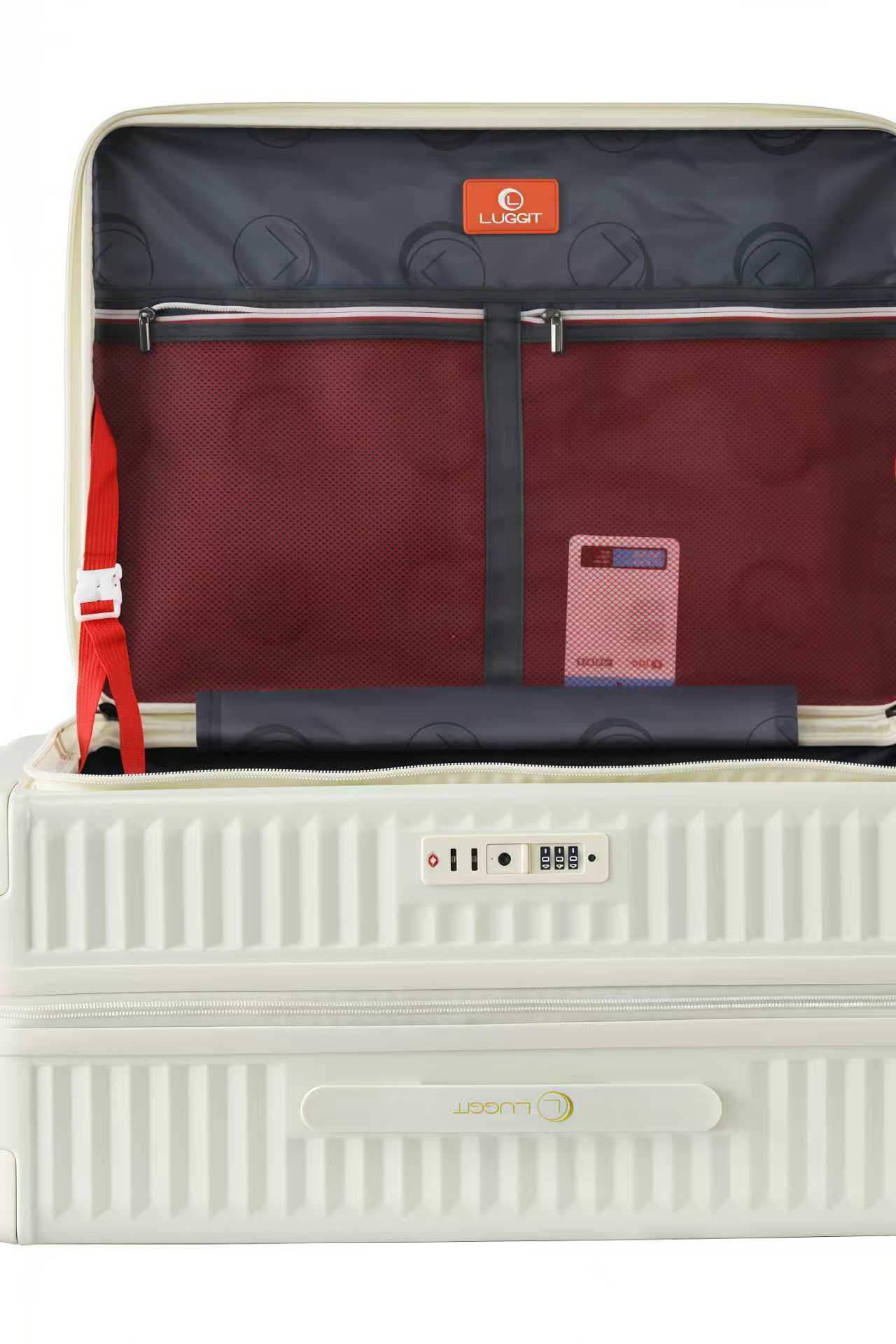 LUGGIT SFO 2.0 Premium Trolley Bag ,SmartView Wide Opening Design,TSA Lock, Polycarbonate Hard Shell, Rose Gold