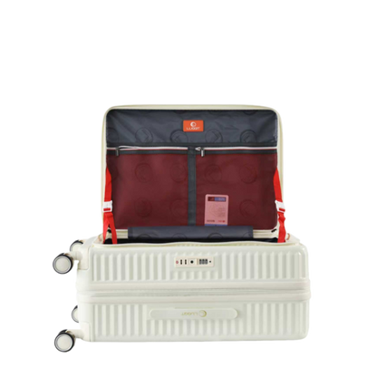 LUGGIT SFO 2.0 Premium Trolley Bag ,SmartView Wide Opening Design,TSA Lock, Polycarbonate Hard Shell, Cream White