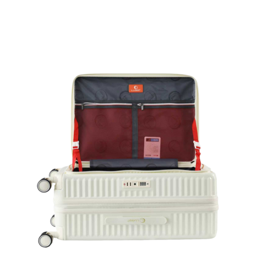 LUGGIT SFO 2.0 Premium Trolley Bag ,SmartView Wide Opening Design,TSA Lock, Polycarbonate Hard Shell, Cream White