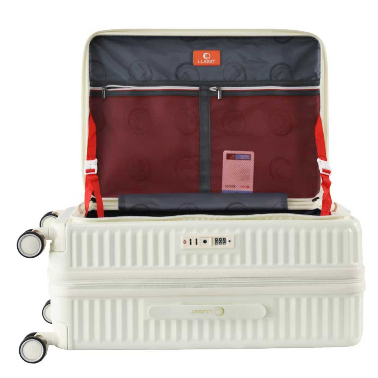 LUGGIT SFO 2.0 Premium Trolley Bag ,SmartView Wide Opening Design,TSA Lock, Polycarbonate Hard Shell, Rose Gold