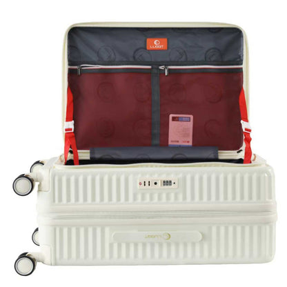 LUGGIT SFO 2.0 Premium Trolley Bag ,SmartView Wide Opening Design,TSA Lock, Polycarbonate Hard Shell, Rose Gold