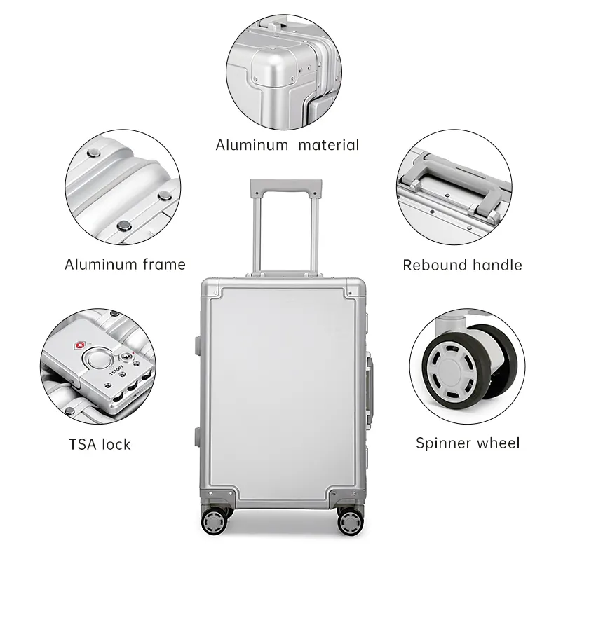 LUGGIT - Earth Circle Full  Aluminium Trolley  -Cabin Luggage -Black