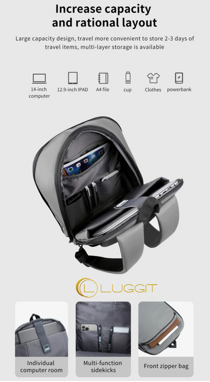 LUGGIT-BioShield Lifestyle-2421 Biometric Laptop Backpack