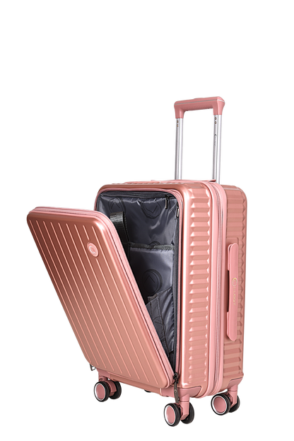 LUGGIT SFO 2.0 Premium Trolley Bag set of 3 ,SmartView Wide Opening Design,TSA Lock, Polycarbonate Hard Shell, Rose Gold