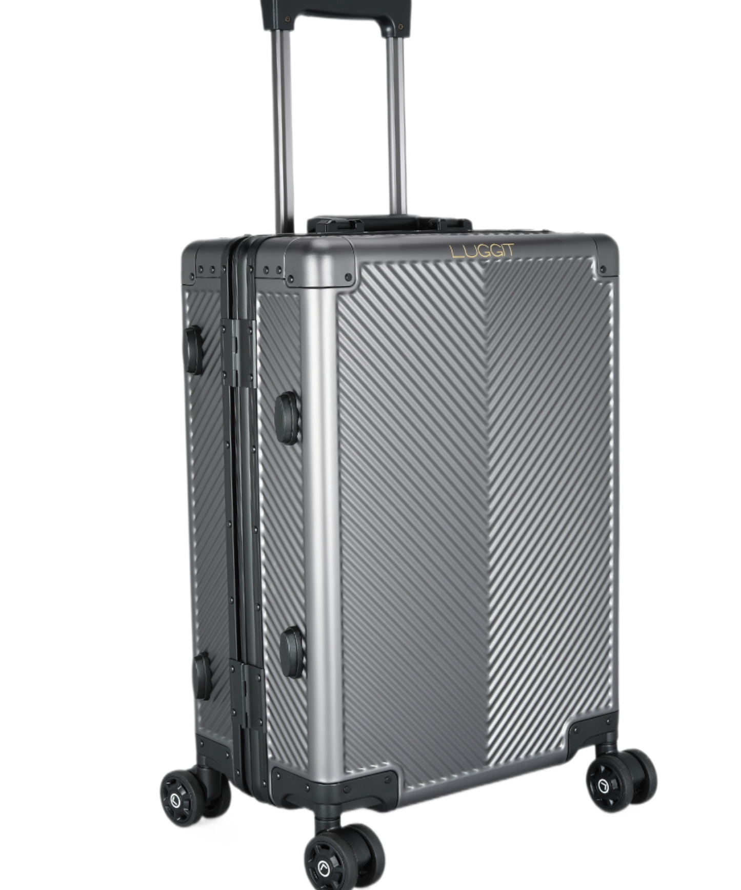 LUGGIT Sovereign Circle Full Aluminium Body Trolley Bag, Grey