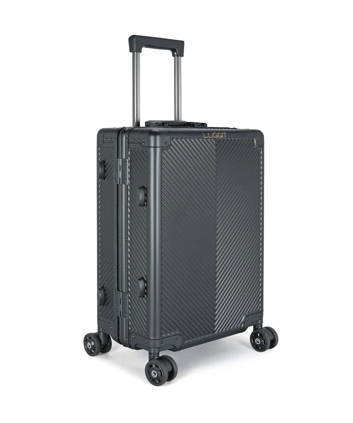 LUGGIT - Sovereign Circle Full  Aluminium Trolley -Cabin Luggage-Black