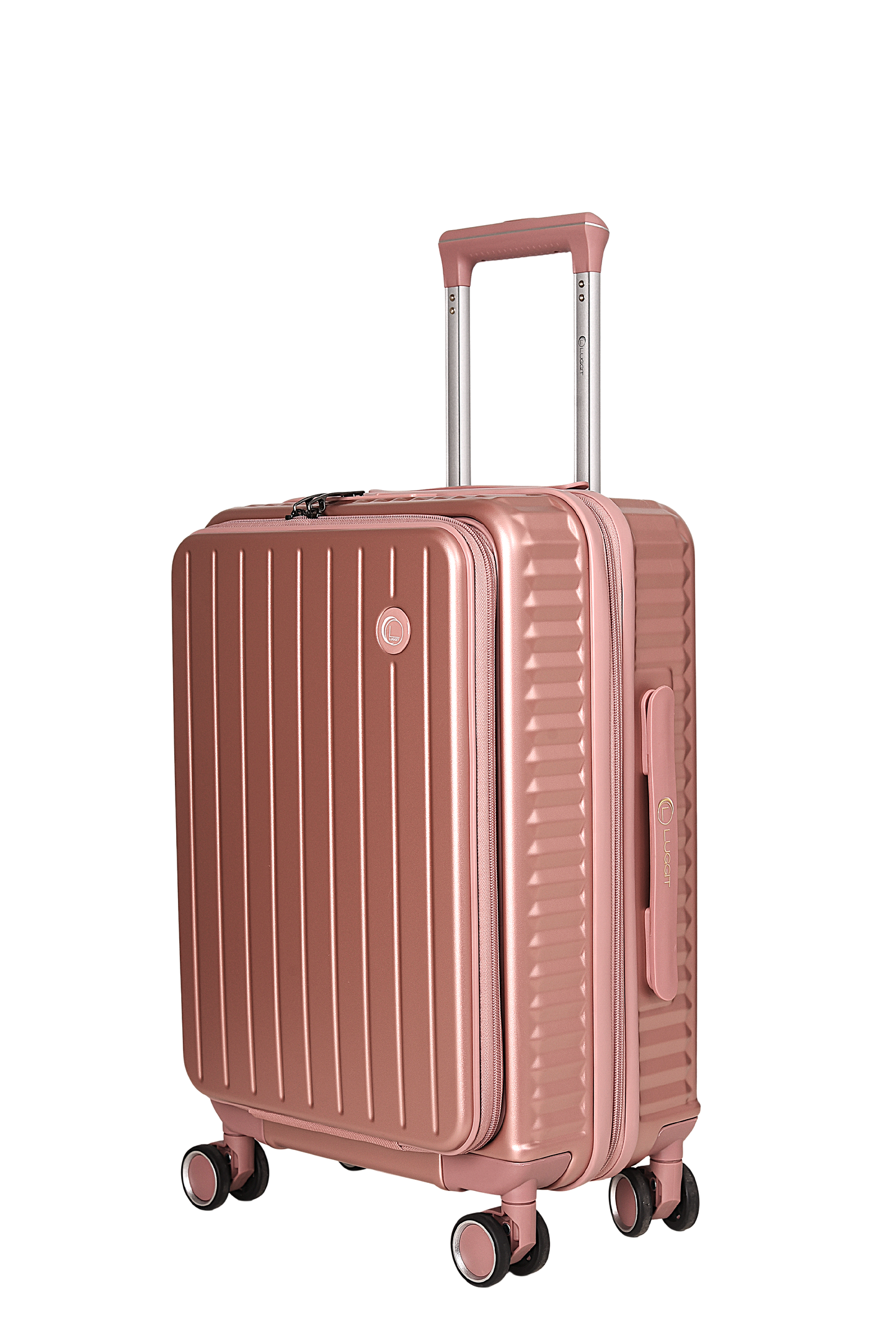 LUGGIT SFO 2.0 Premium Trolley Bag set of 3 ,SmartView Wide Opening Design,TSA Lock, Polycarbonate Hard Shell, Rose Gold