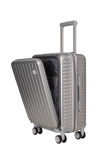 LUGGIT SFO 2.0 Premium Trolley Bag set of 3,SmartView Wide Opening Design,TSA Lock, Polycarbonate Hard Shell,Grey