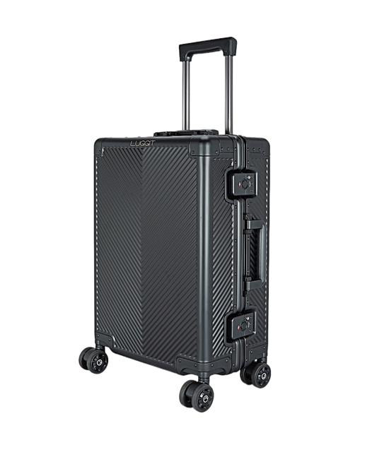 LUGGIT - Sovereign Circle Full  Aluminium Trolley -Cabin Luggage-Black