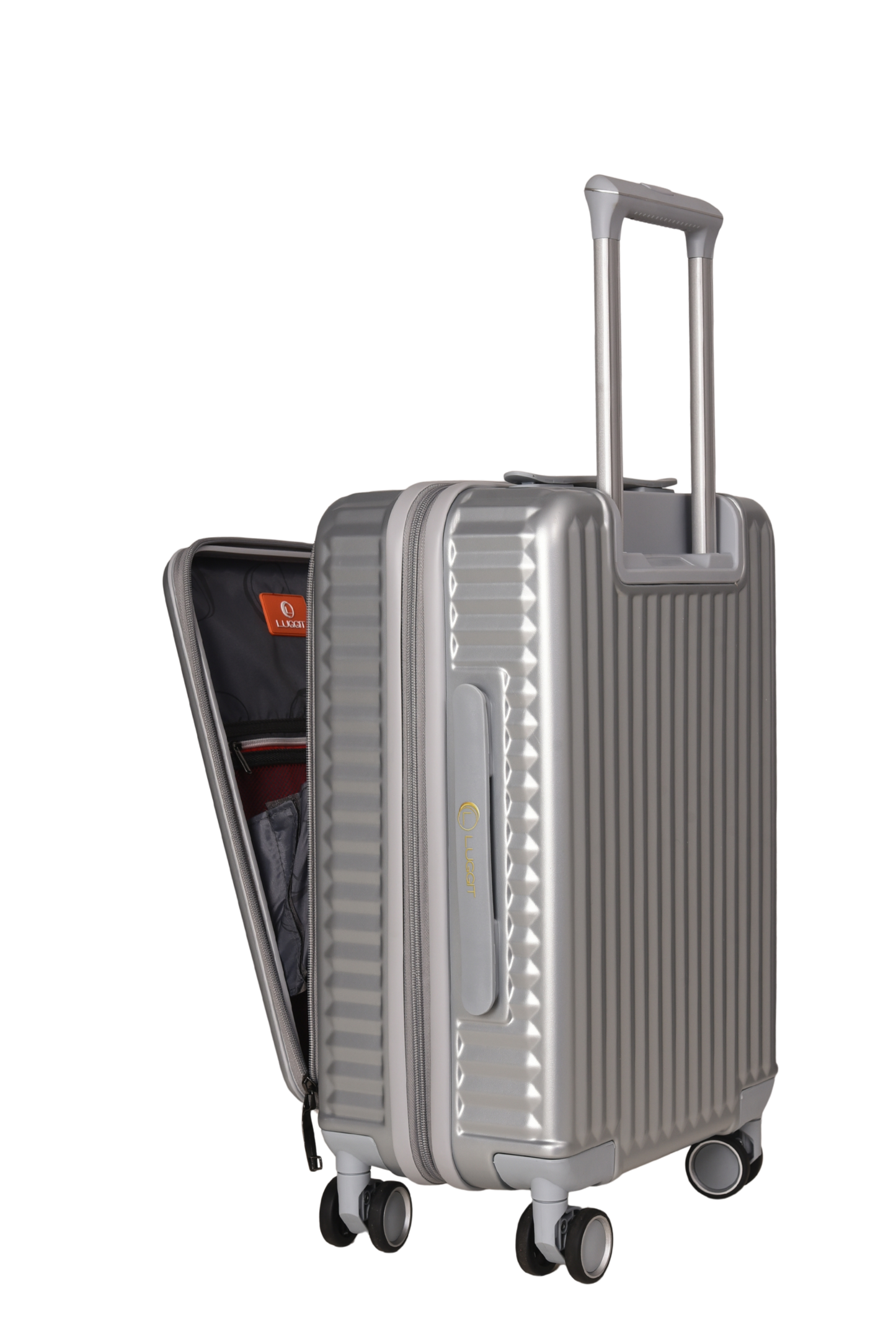 LUGGIT SFO 2.0 Premium Trolley Bag set of 3,SmartView Wide Opening Design,TSA Lock, Polycarbonate Hard Shell,Grey
