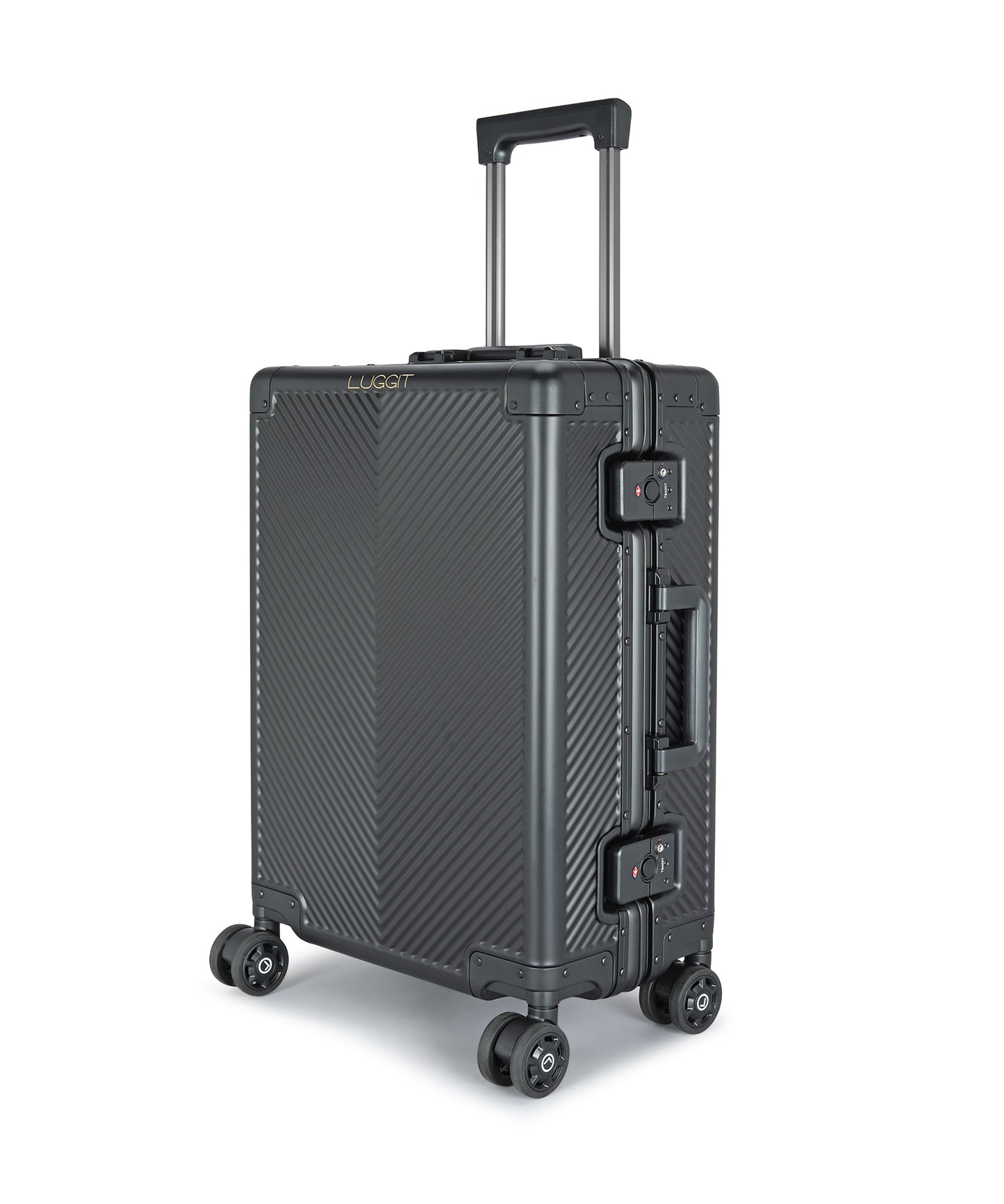 LUGGIT - Sovereign Circle Full  Aluminium Trolley -Cabin Luggage-Black