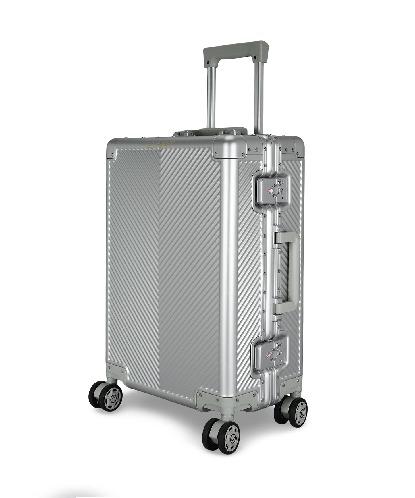 LUGGIT - Sovereign Circle Full Aluminium Trolley -Cabin Luggage-Silver