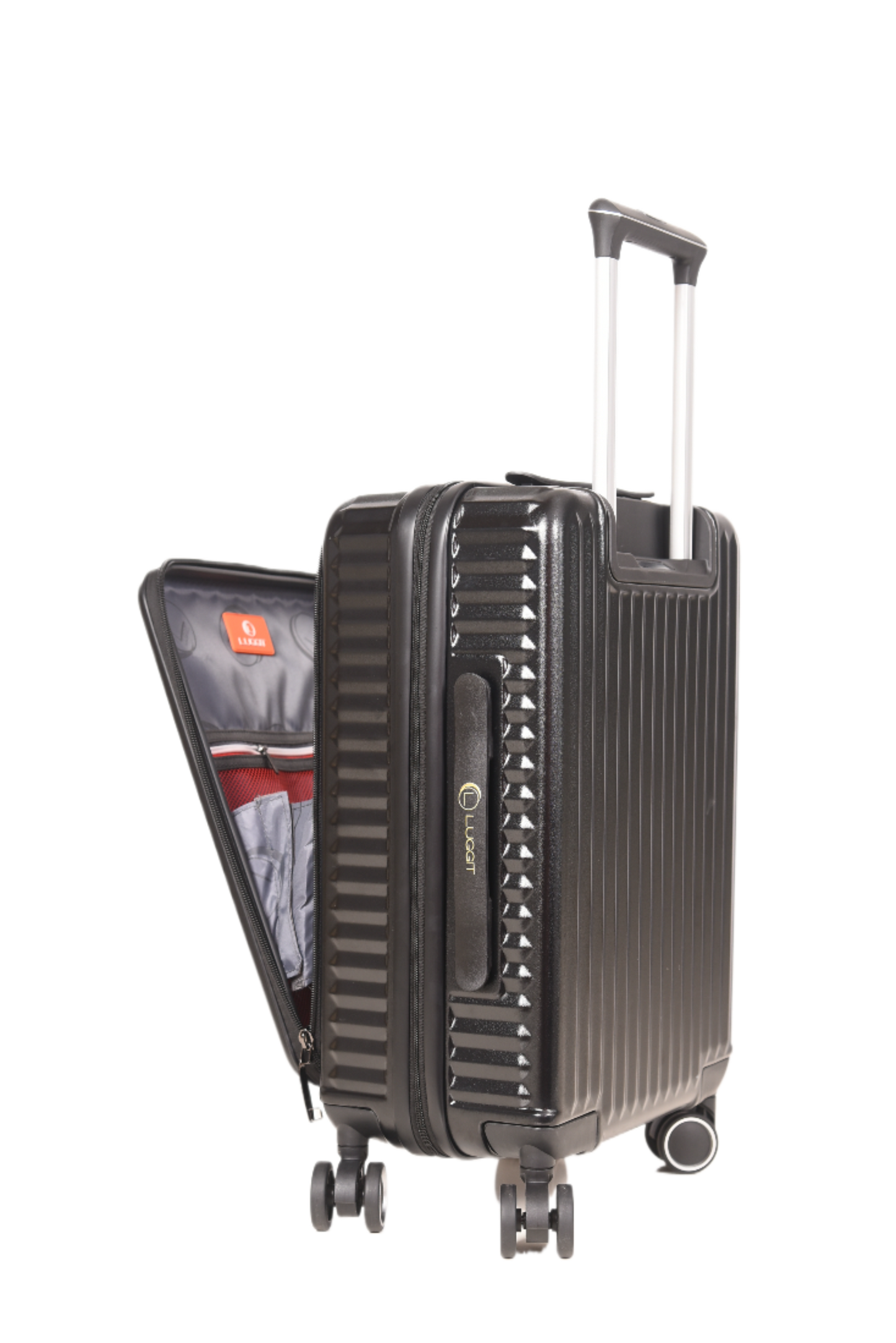 LUGGIT SFO 2.0 Premium Trolley Bag set of 3 ,SmartView Wide Opening Design,TSA Lock, Polycarbonate Hard Shell, Black