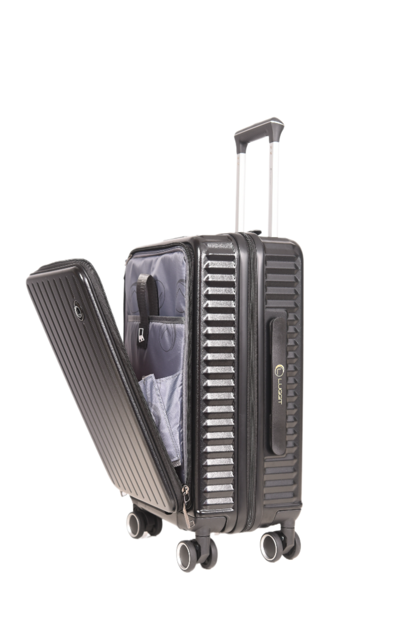LUGGIT SFO 2.0 Premium Trolley Bag set of 3 ,SmartView Wide Opening Design,TSA Lock, Polycarbonate Hard Shell, Black