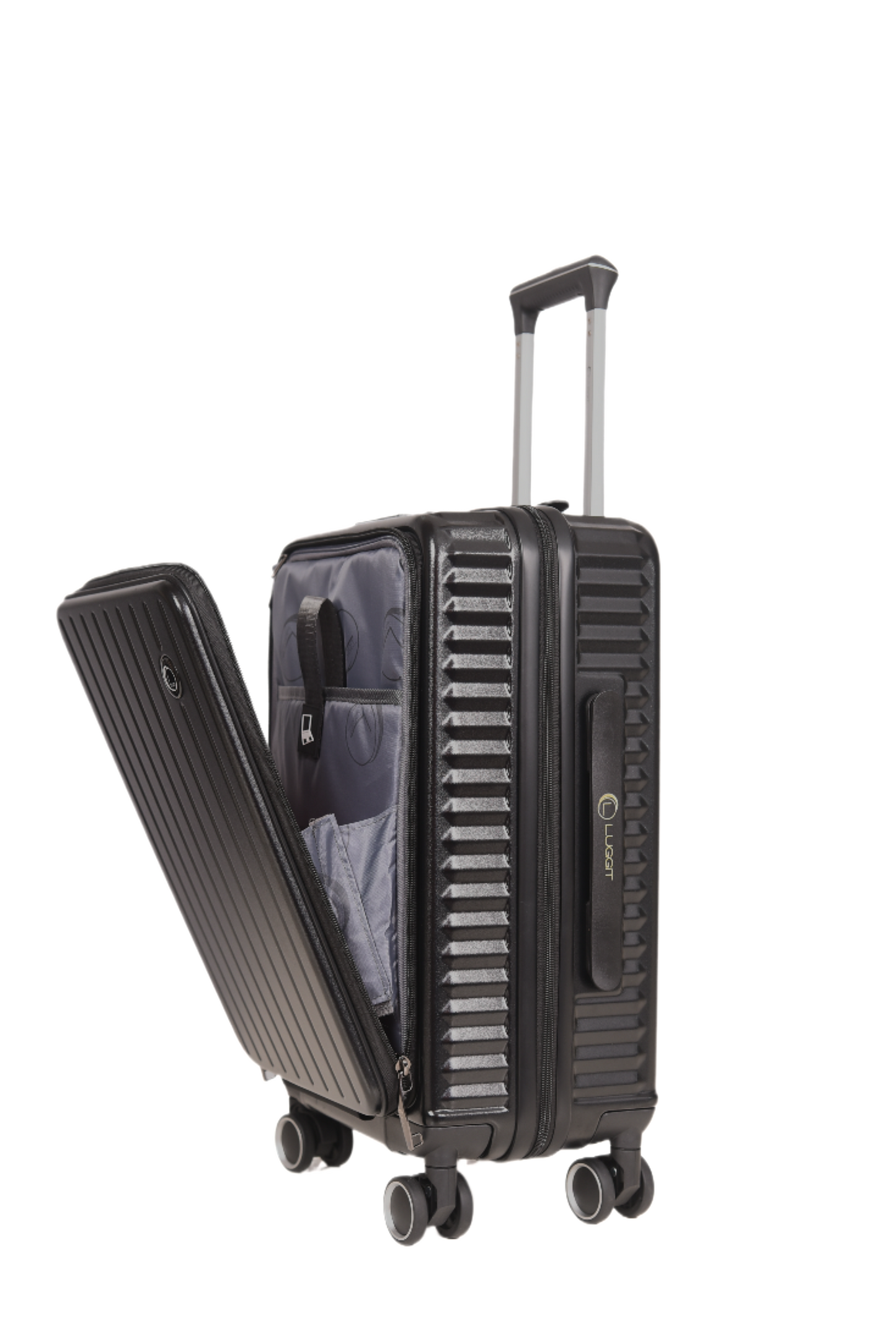 LUGGIT SFO 2.0 Premium Trolley Bag set of 3 ,SmartView Wide Opening Design,TSA Lock, Polycarbonate Hard Shell, Black