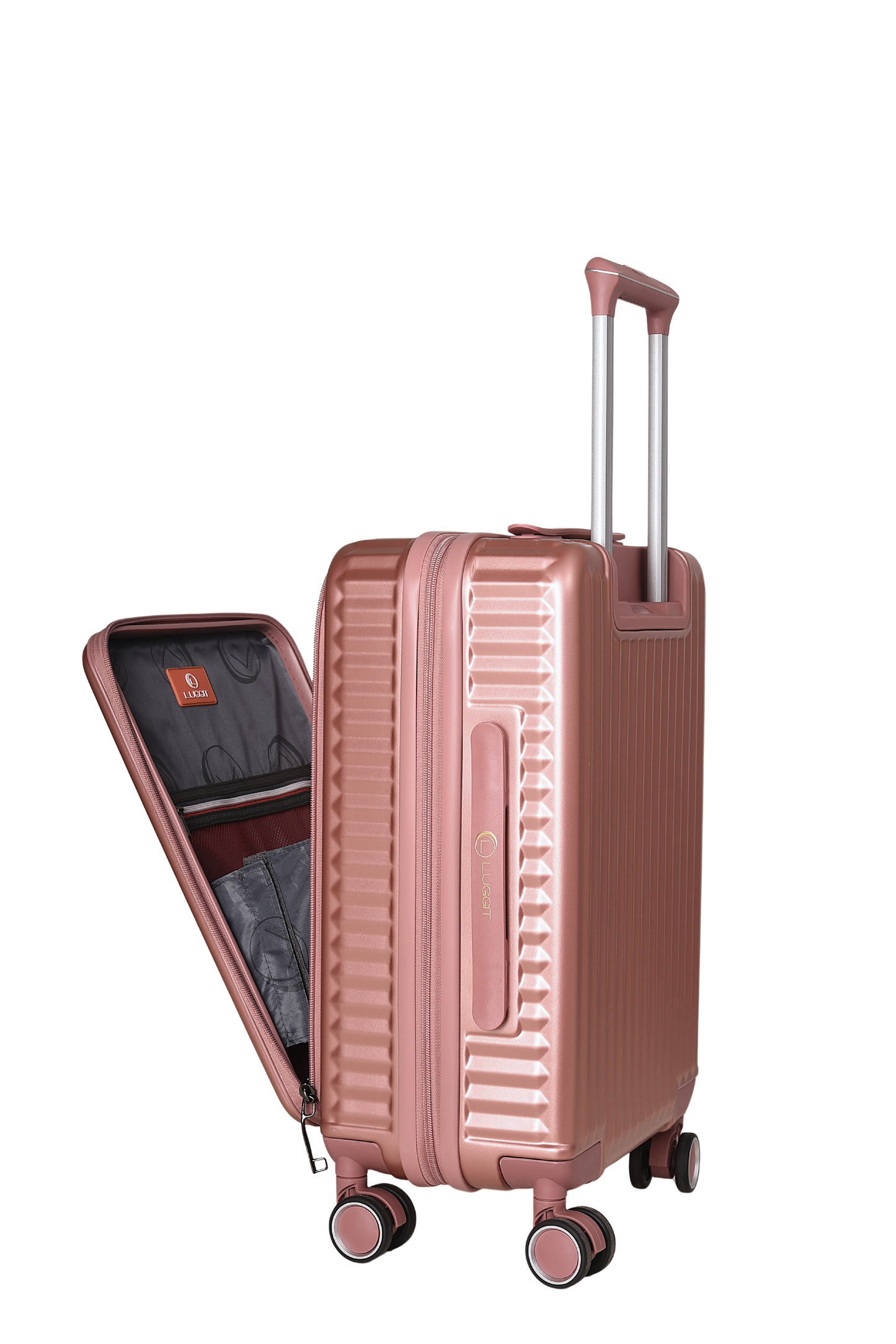LUGGIT SFO 2.0 Premium Trolley Bag set of 3 ,SmartView Wide Opening Design,TSA Lock, Polycarbonate Hard Shell, Rose Gold