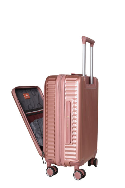 LUGGIT SFO 2.0 Premium Trolley Bag set of 3 ,SmartView Wide Opening Design,TSA Lock, Polycarbonate Hard Shell, Rose Gold