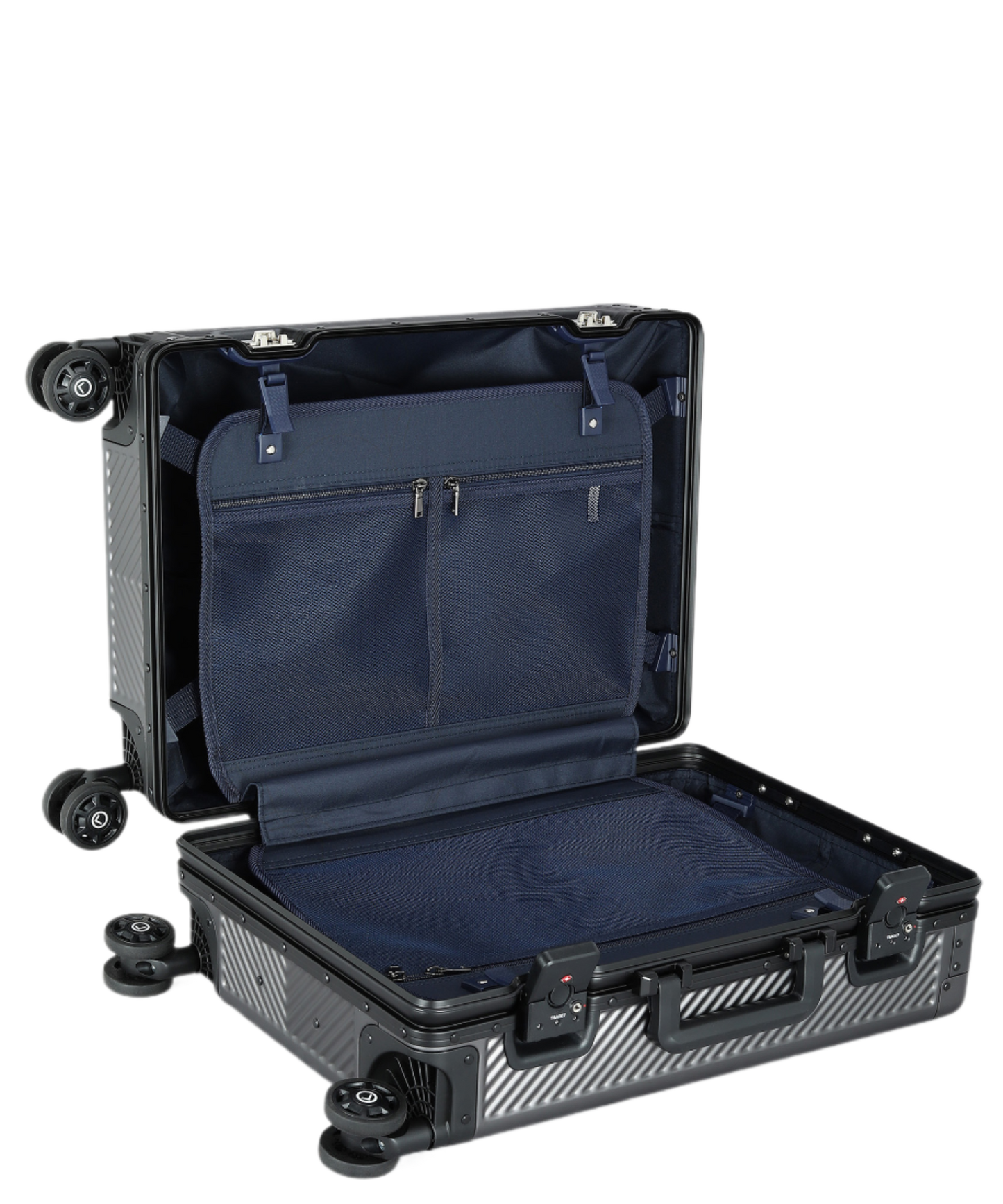 LUGGIT Sovereign Circle Full Aluminium Body Trolley Bag, Grey