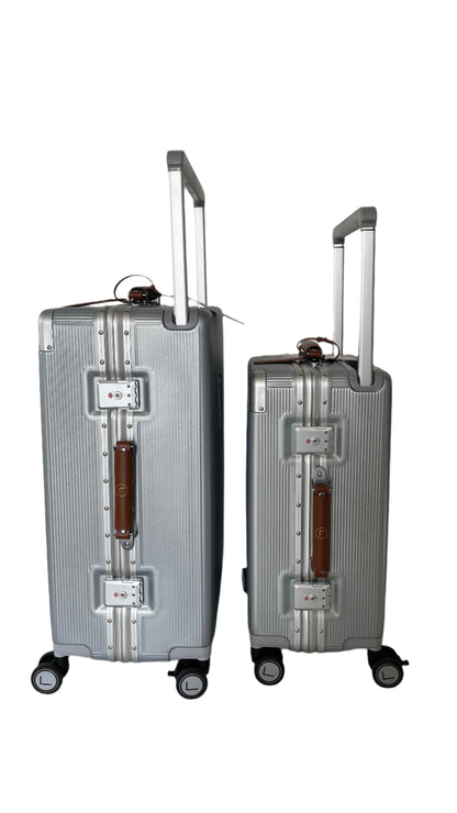 LUGGIT luxury silver trolley bag set 20 inch cabin 24 inch check-in luggage