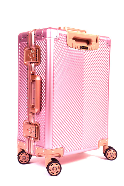 LUGGIT - Sovereign Circle Full Aluminium Trolley - Cabin Luggage - Rose Gold