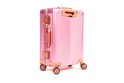 LUGGIT - Sovereign Circle Full Aluminium Trolley - Cabin Luggage - Rose Gold