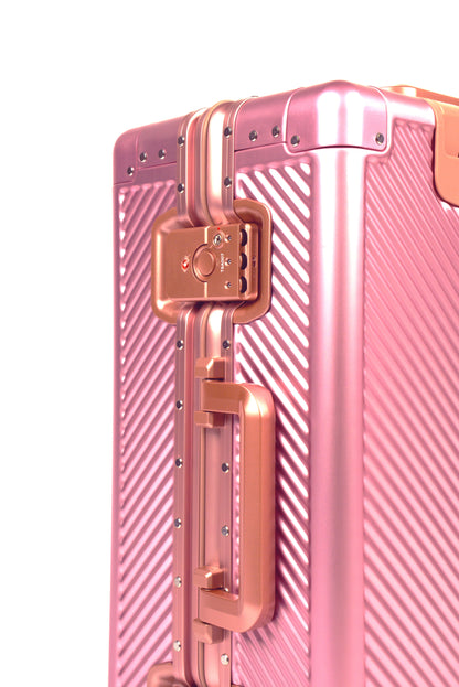 LUGGIT - Sovereign Circle Full Aluminium Trolley - Cabin Luggage - Rose Gold