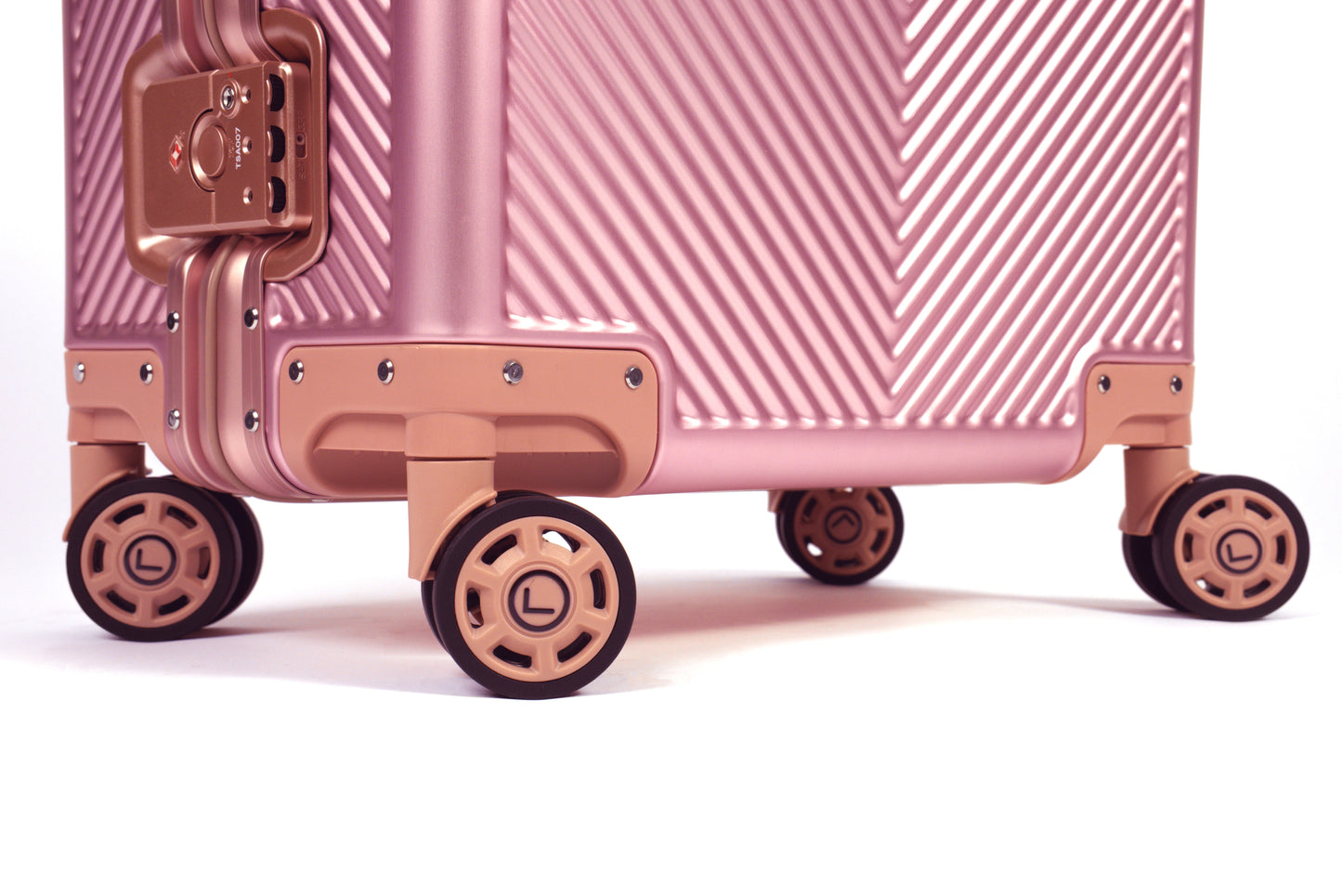 LUGGIT - Sovereign Circle Full Aluminium Trolley - Cabin Luggage - Rose Gold