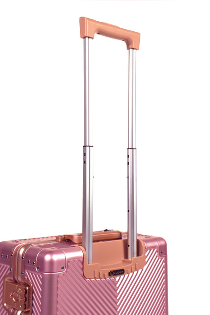 LUGGIT - Sovereign Circle Full Aluminium Trolley - Cabin Luggage - Rose Gold