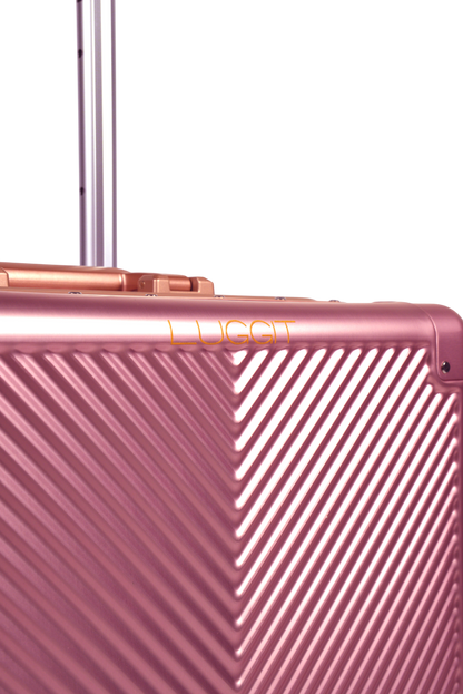 LUGGIT Sovereign Circle Full Aluminium  Cabin Travel Bag ,Rose Gold