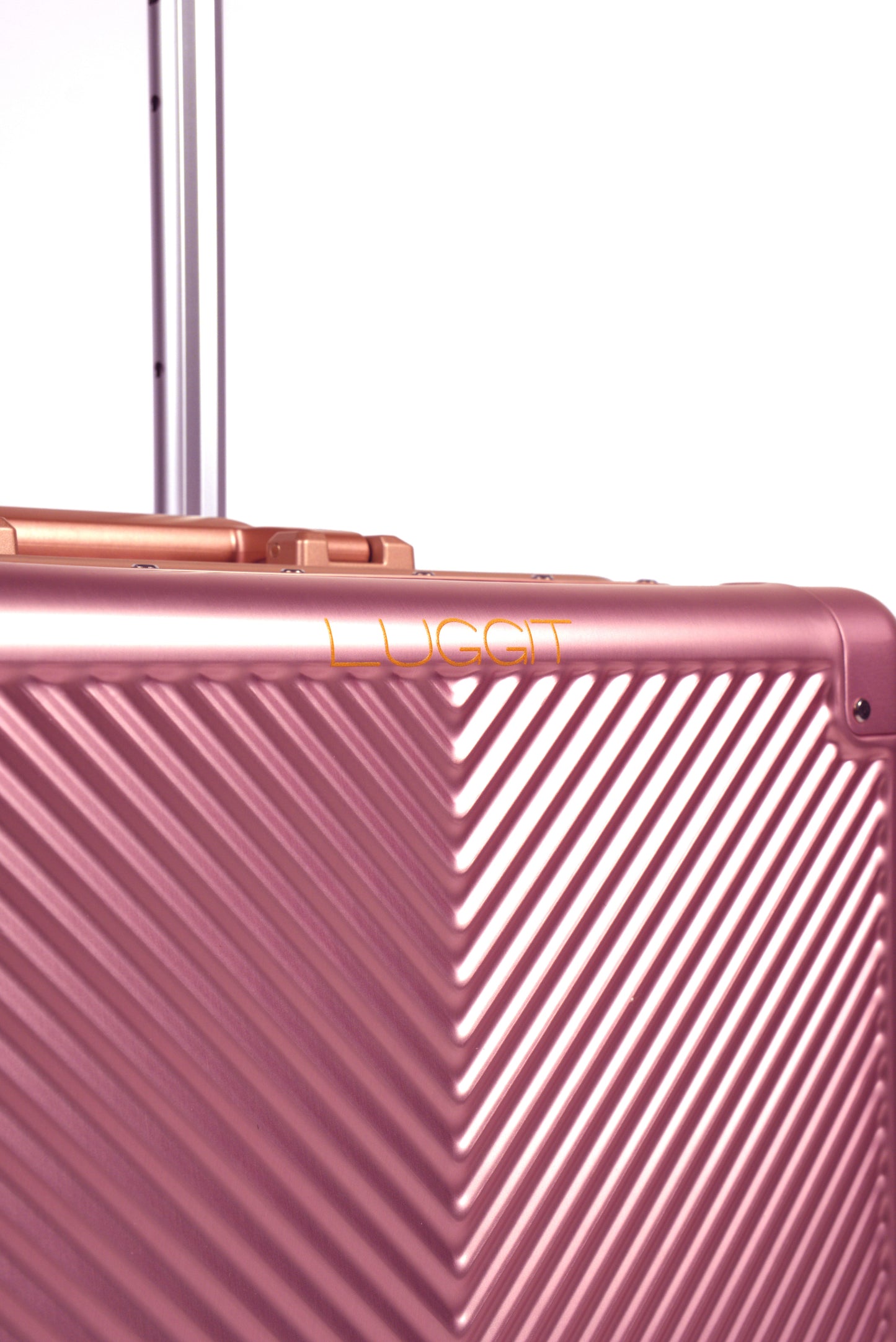 LUGGIT - Sovereign Circle Full Aluminium Trolley - Cabin Luggage - Rose Gold