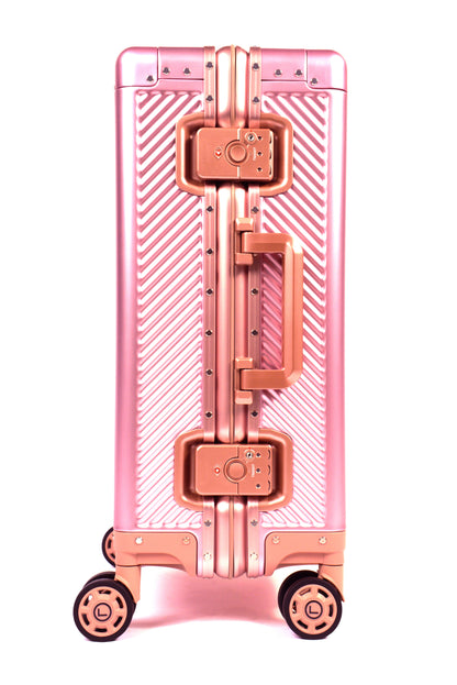 LUGGIT - Sovereign Circle Full Aluminium Trolley - Cabin Luggage - Rose Gold