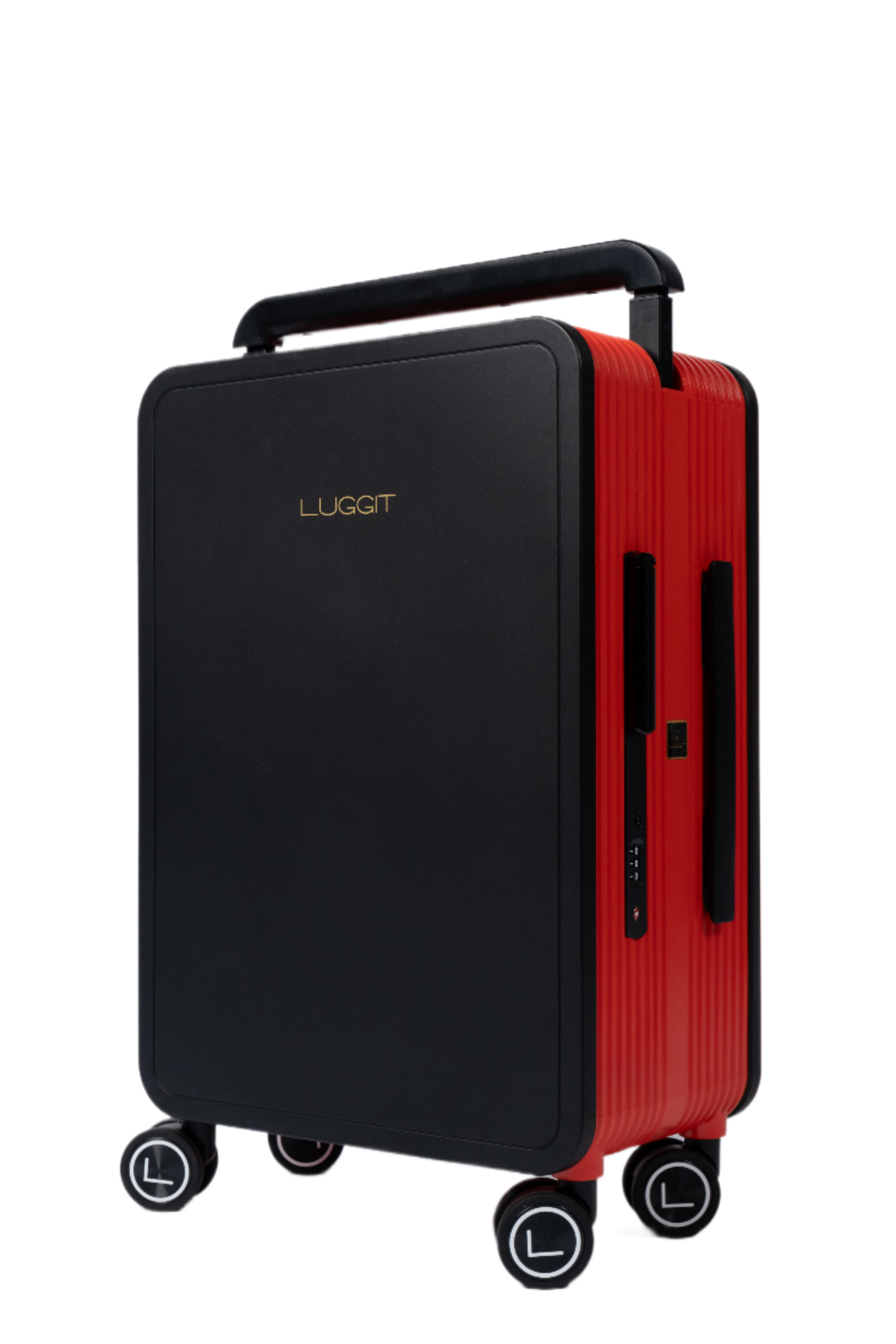 LUGGIT Premium Plus  Cabin & Check in Trolley bag  Dual Tone, Black/Red