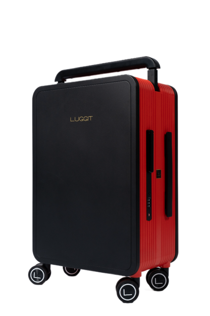 LUGGIT Premium Plus  Cabin & Check in Trolley bag  Dual Tone, Black/Red