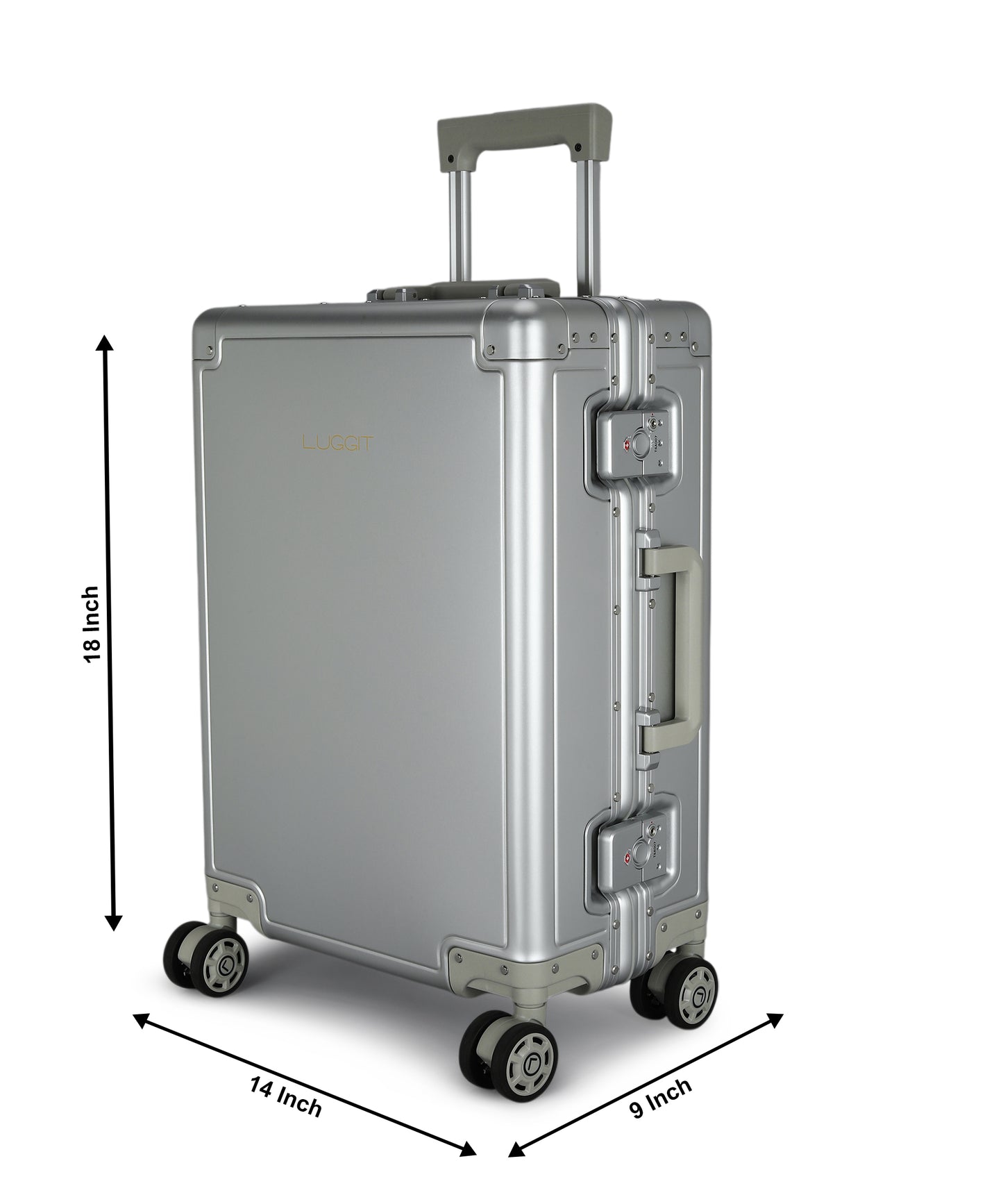 LUGGIT - Earth Circle Full  Aluminium Trolley -Cabin Luggage-Silver