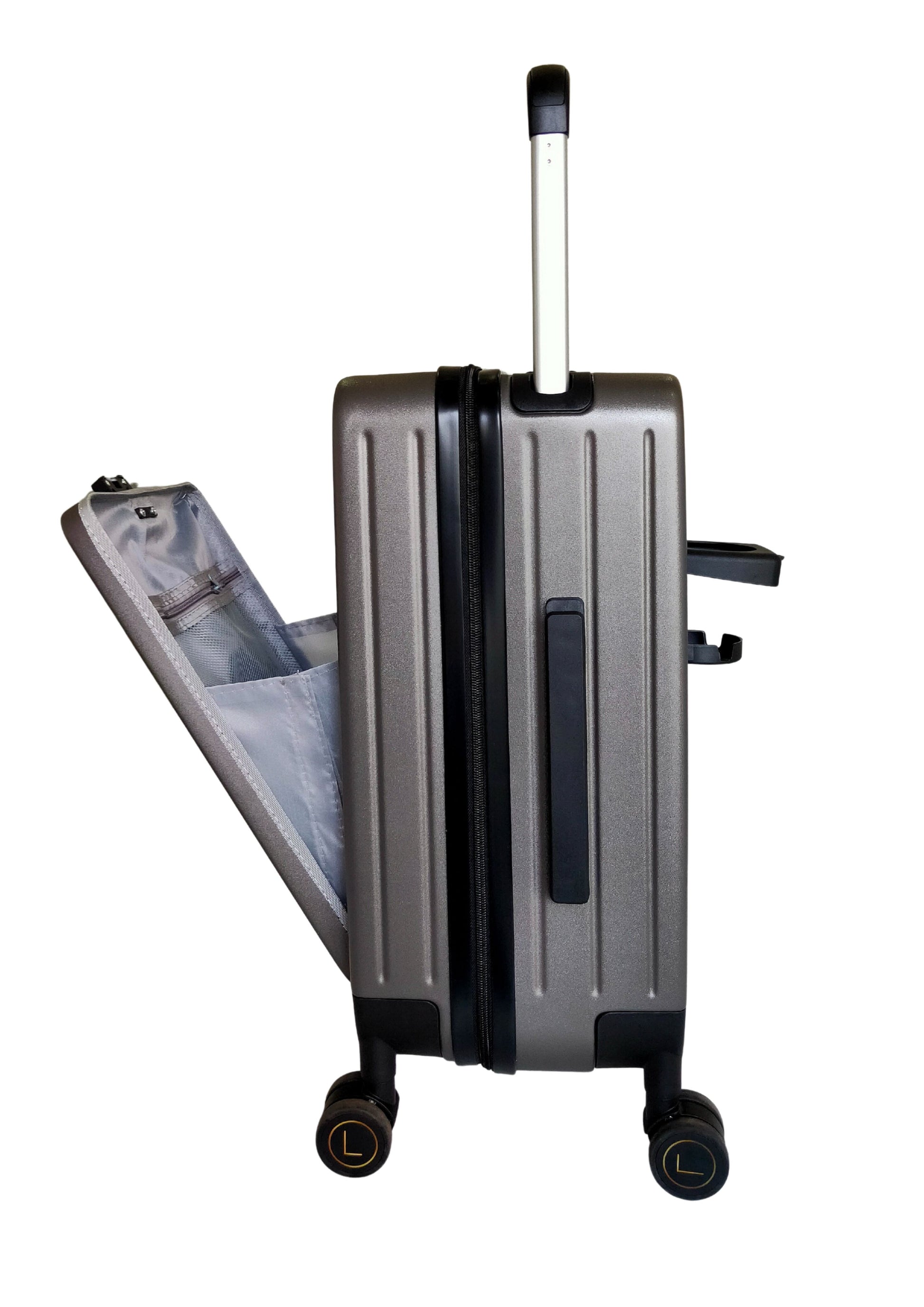 front opening cabin suitcase with laptop compartment open view LUGGIT SFO